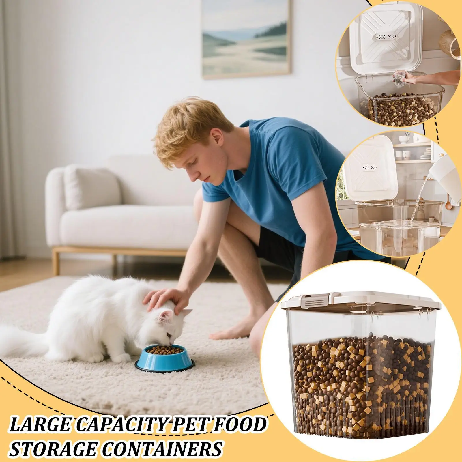 Clear Pet Food Keeper Airtight Puppy Treat Holder Cat Food Storage Container for Kitchen Outdoor Dog Cat Bunny Bird Rodents