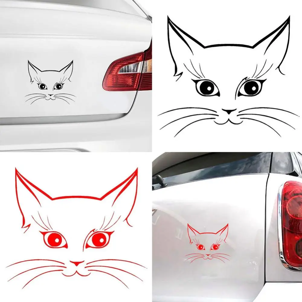 

1 Piece Hot Cute Cat Head Car-Styling Waterproof Vehicle Body Window Reflective Decals Sticker Decor Car Sticker Accessories