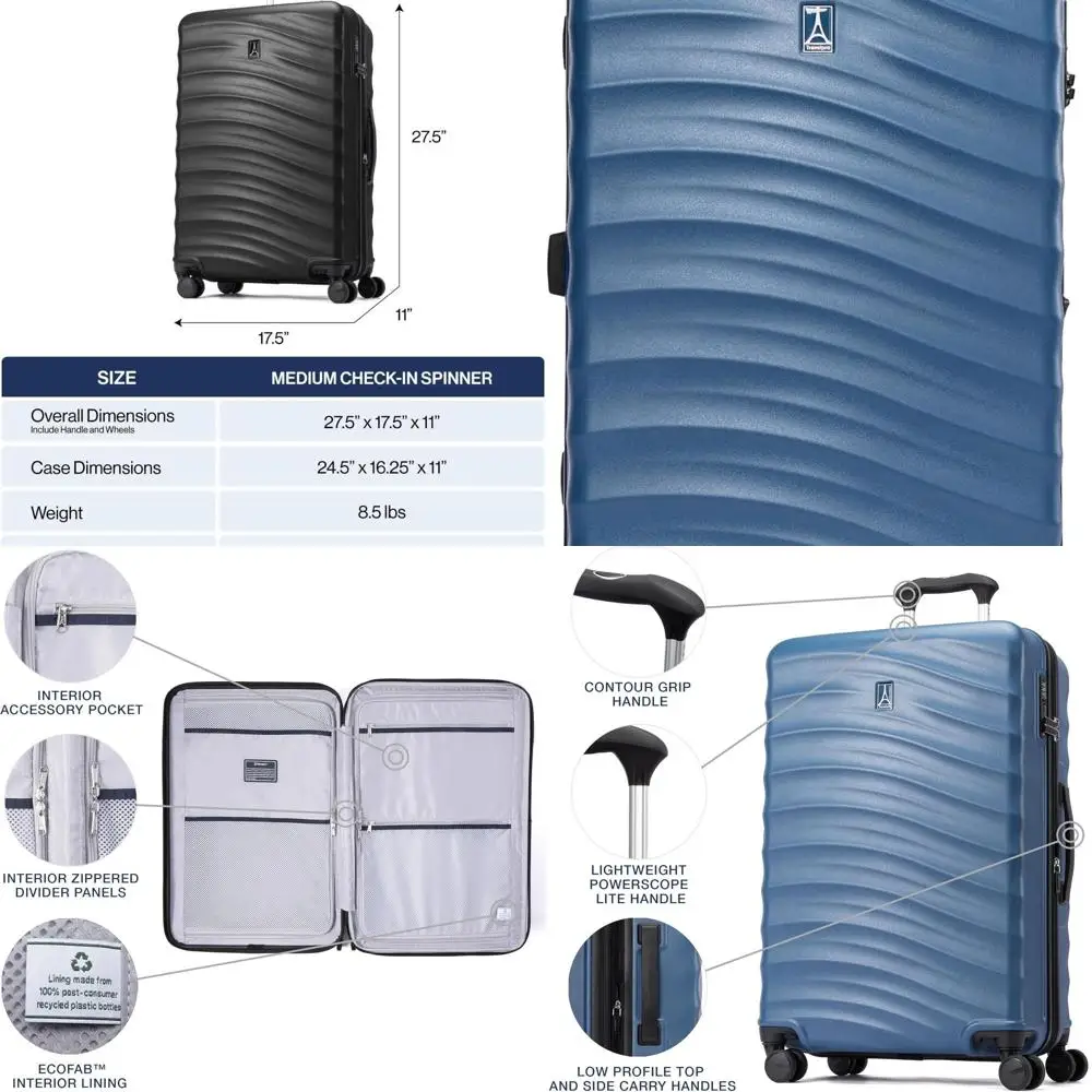 

Lightweight Expandable Hardshell Spinner Suitcase with TSA Lock, Ensign Blue, Medium 25-Inch
