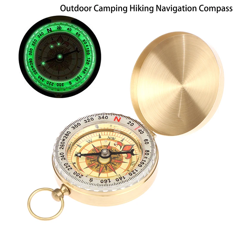 Camping Hiking Pocket Brass Golden Compass Portable Compass Navigation Outdoor