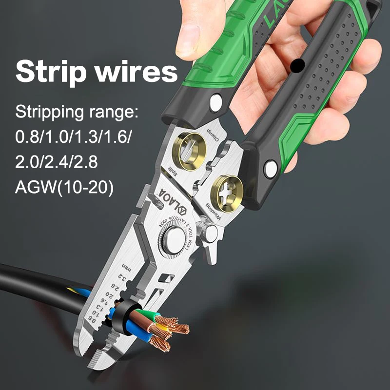 7 In 1 Wire Stripping Pliers Multifunction Electrician Cable Cutting Terminal Crimping Splitting Winding Line Hand Tools