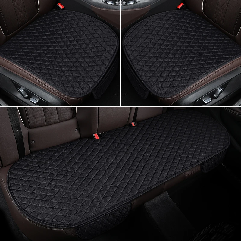 Flax Car Rear Seat Cover Breathable Front Protection Anti-slip Cushion Four Seasons Car Interior Chair Mat Accessories