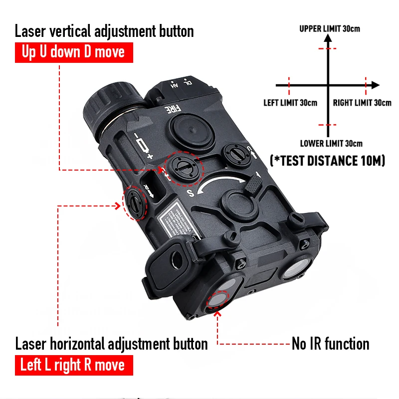 Eotech OGL Nylon plástico rojo verde azul Combo linterna LED con interruptor de presión compatible con riel de 20mm mantener a cero PEQ
