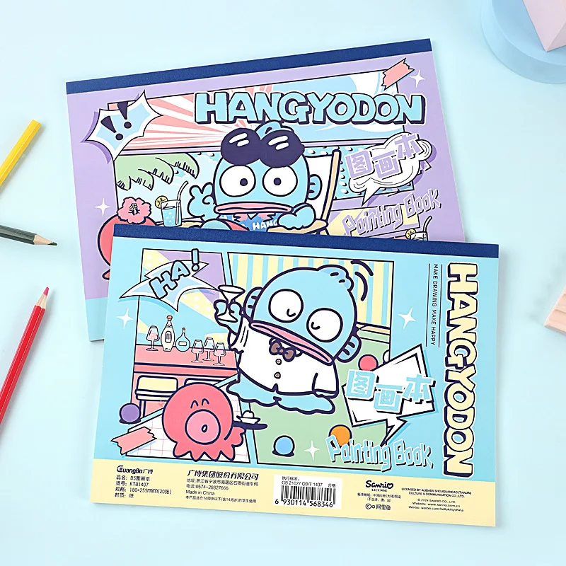 2pcs Sanrio Stationery Mermaid Hanton B5 Picture Book Elementary School A4 Blank Book Ugly Fish Coloring Book Gift