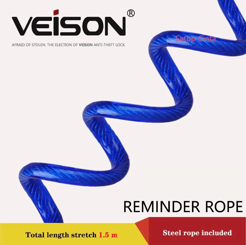 Veison 150CM Motorcycle Brake Disc Lock Scooter Reminder Cable Bicycle Spring Rope Anti-Theft Steel Cable Protection Alarm Locks