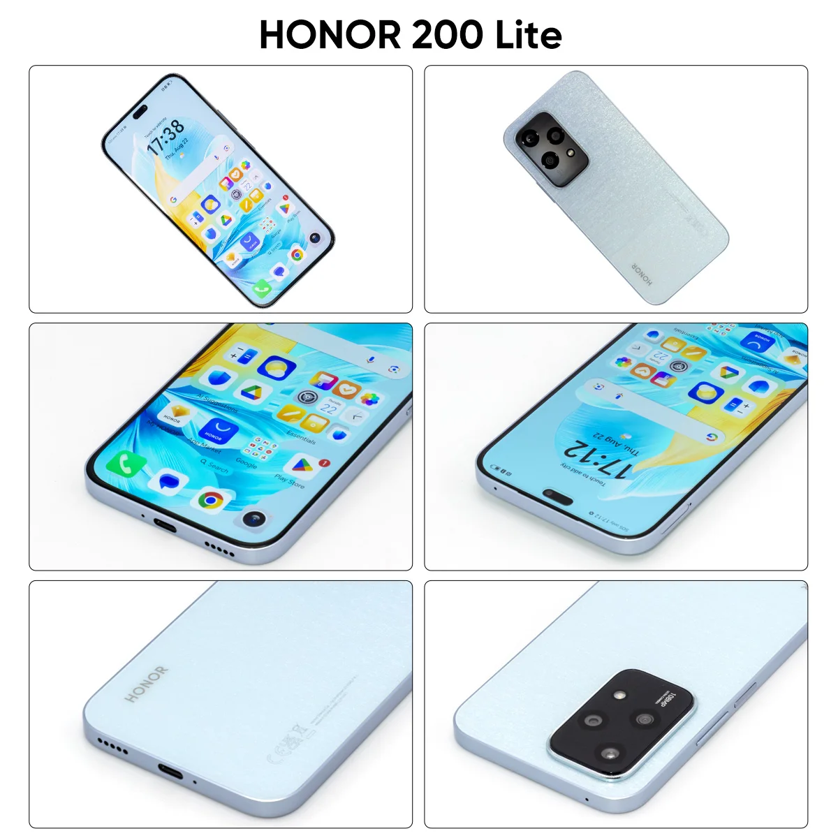 HONOR 200 Lite Global Version 5G Smartphone Mediatek Dimensity 6.7'' 90Hz AMOLED Display 108MP MainCamera 4500mAh Android 14