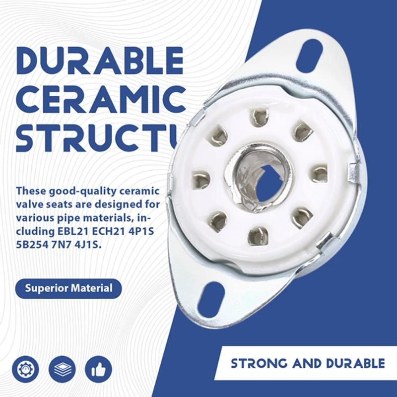 8 핀 K8A 팔각 튜브 소켓 세라믹 밸브 베이스, EBL21 ECH21 4P1S 5B254 7N7 4J1S 용, 10 개