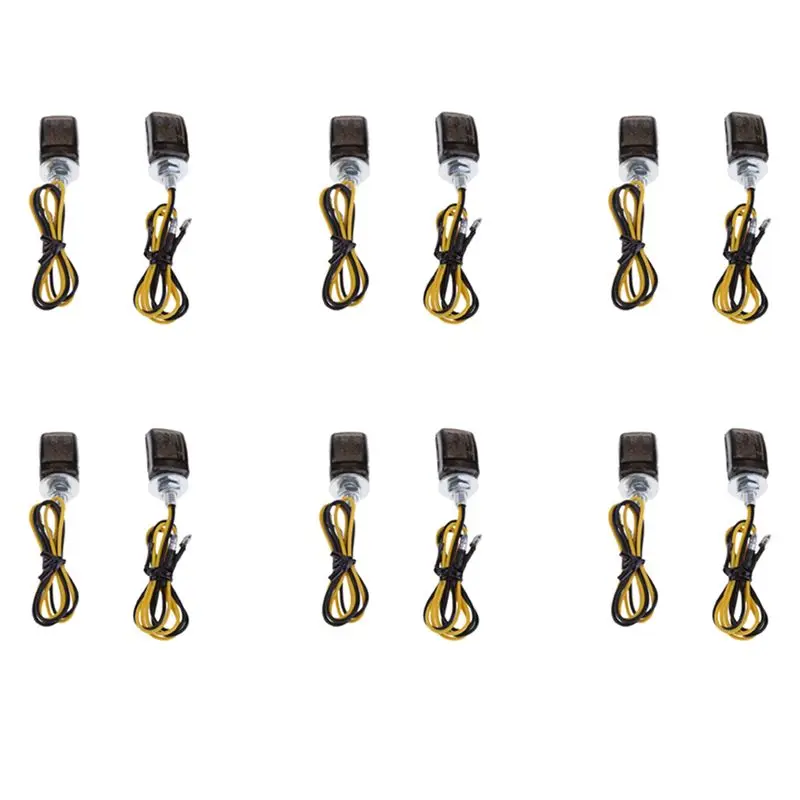 AB56-12Pcs Universal LED Black Mini Tiny Small Indicators Turn Signals Motorcycle Motor Bike For