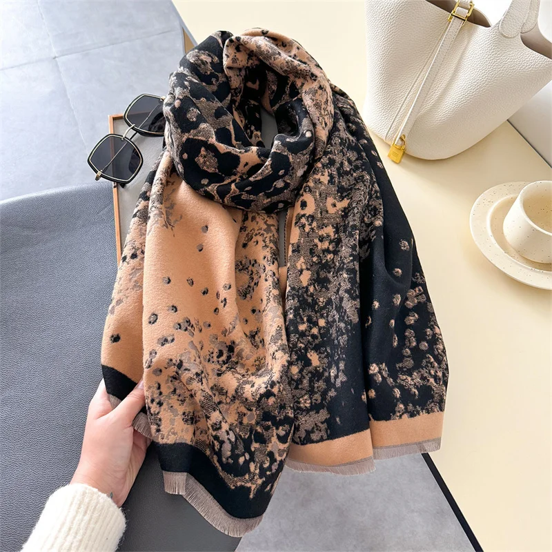 Luxury Winter Scarf Women Cashmere Warm Pashmina Brand Foulard Female Shawls Wraps Thick Soft Bufanda Poncho Scarves Stole 2024