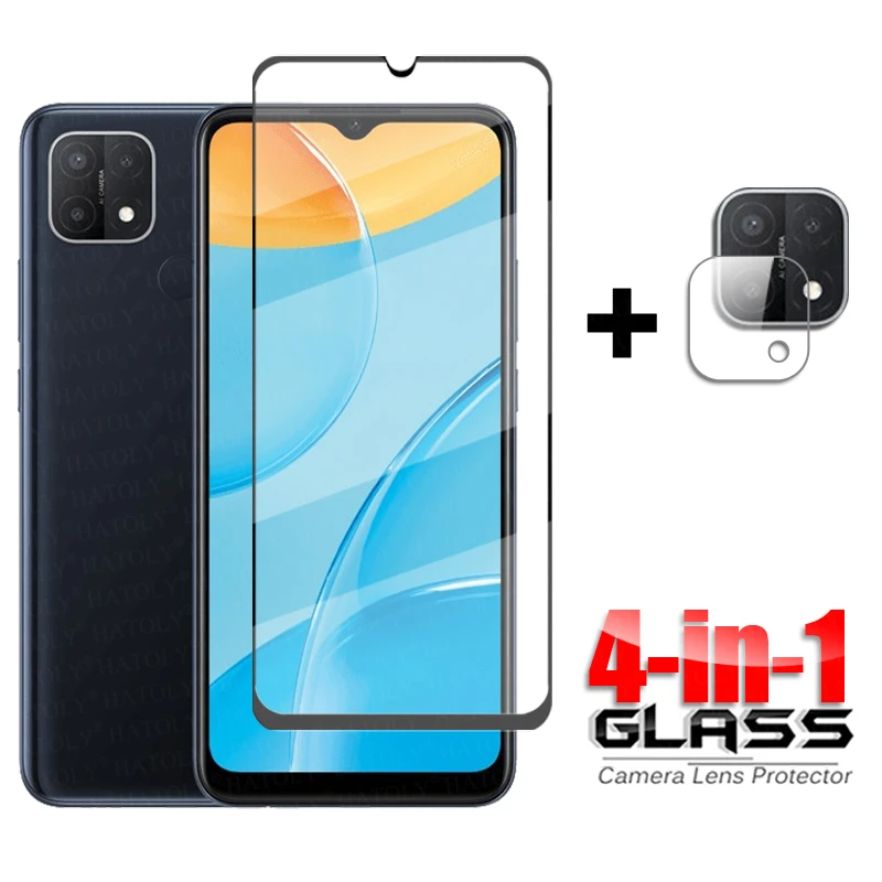 For Glass Oppo A15 A15S A16 Full Cover Tempered Glass For Oppo A93 A72 A52 A95 A53 A32 A94 A12 A74 Screen Protector Camera Glass