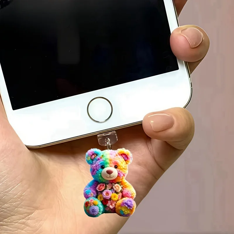 

Пылезащитная заглушка овальный медведь кулон украшение для телефона 2d подвеска для телефона в подарок мобильный телефон