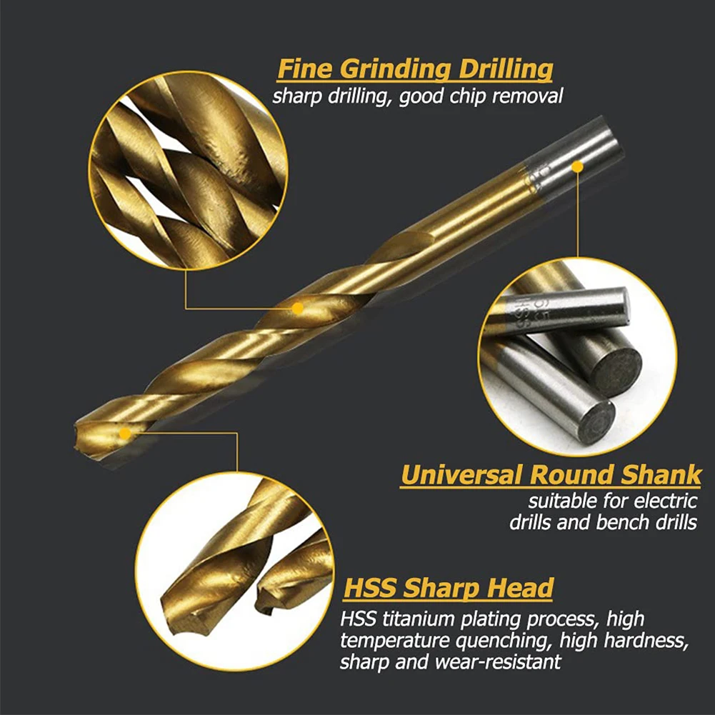 99Pcs Titanium Coated HSS High Speed Steel Drill Bit Set Metal Hole Grooving Drill Saw Carpenter Woodworking Tools