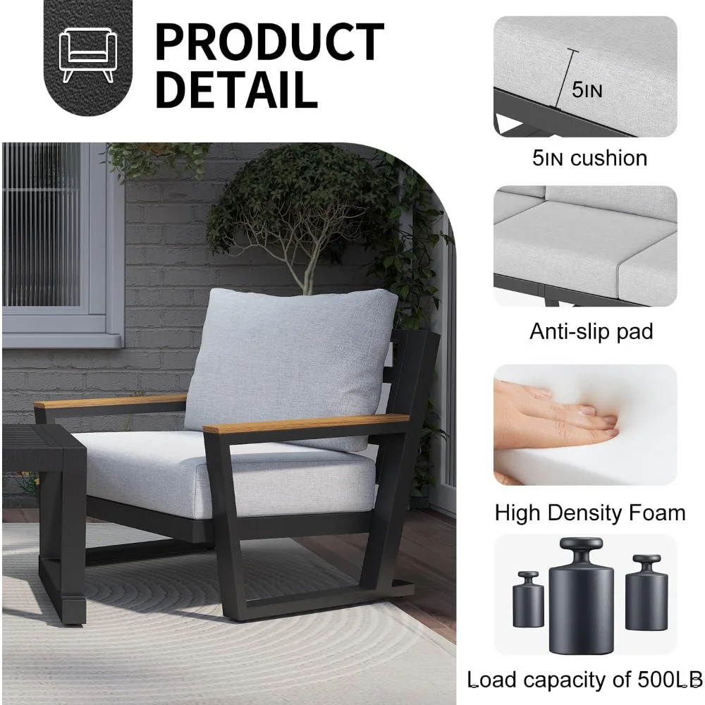 Sofa ogrodowa, 4-osobowy nowoczesny zestaw mebli na patio, modułowa sofa do rozmów z stolikiem kawowym, ulepszona, zmywalna tkanina