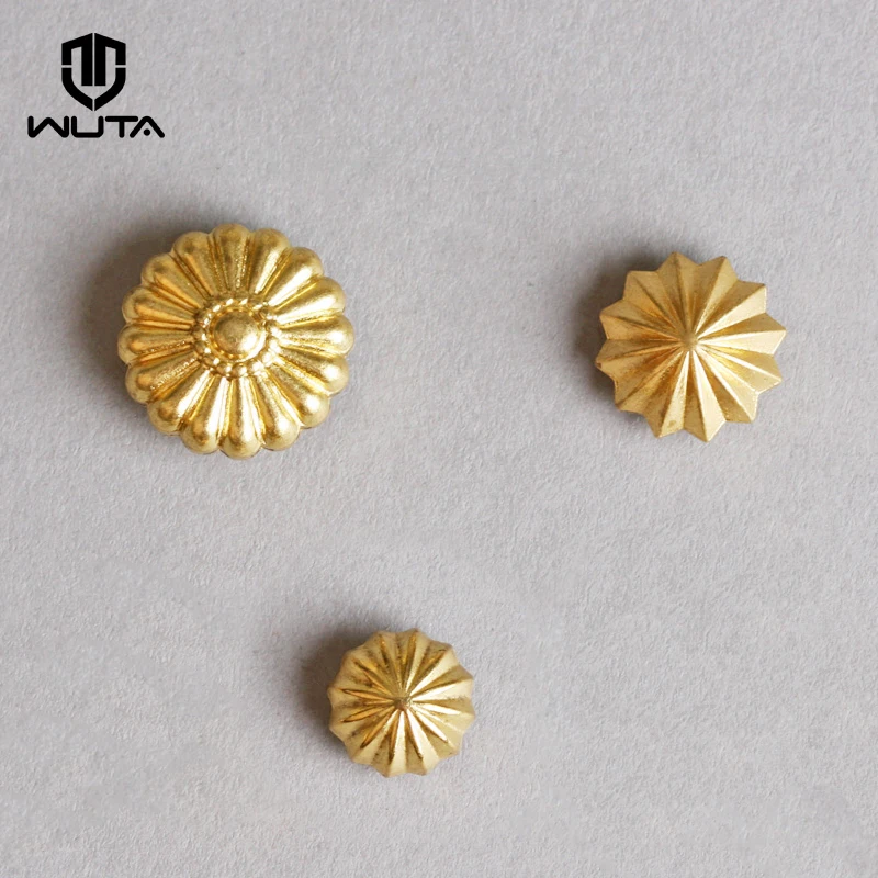 WUTA 10 Pcs 단단한 황동 국화 스크류 백 리벳 스터드 버튼 장식 DIY 가죽 공예 안장 벨트 지갑 가방 장식