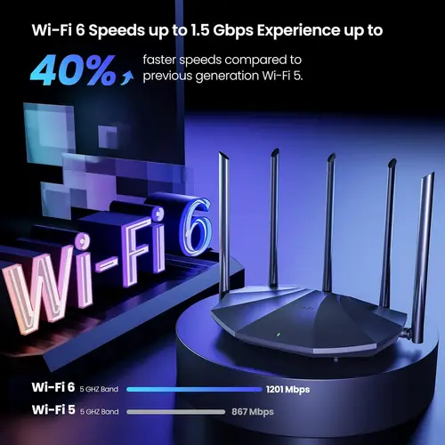 Imagen 2 del producto Tenda WIFI6 Pro Router AX1500 Gigabit amplificador de señal inalámbrico 2,4 GHz/5G Beamforming Control Parental repetidor de red para invitados