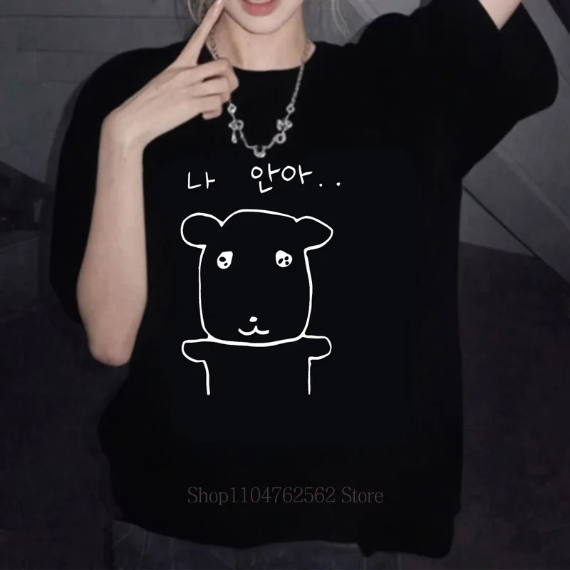 Korean Pattern Print T-shirts for Women Summer Casual Fashion Funny Streetwear Y2K Tops Vintage Crew Neck Short Sleeve Tees