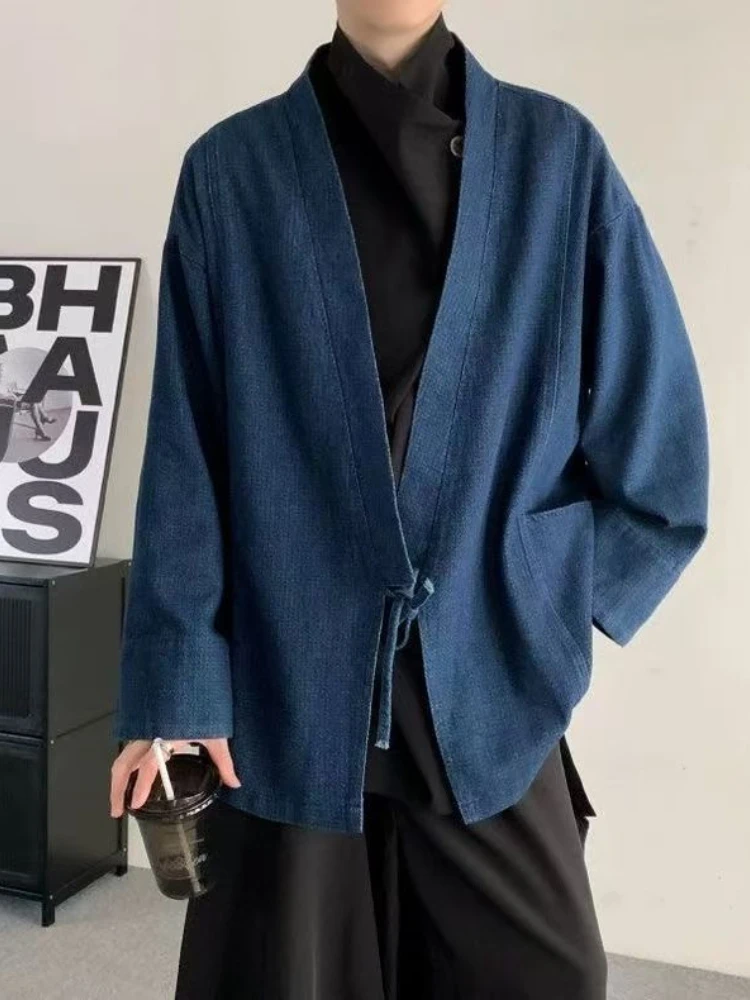 Vintage Japanese Style Denim Coat Men Women Unisex Oversized Daily Spring Autumn Trendy Jeans Jacket Long Sleeve Cardigan view 2
