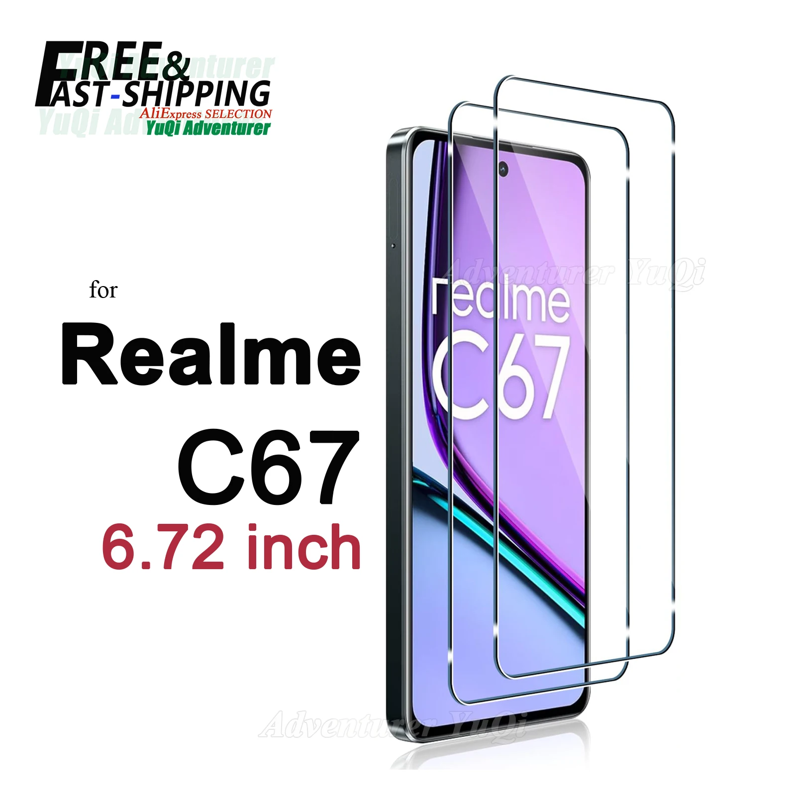 

Screen Protector For Realme C67 4G 5G 6.72 inch Tempered Glass HD Crystal Mica 9H Anti Scratch Case Friendly High Aluminum