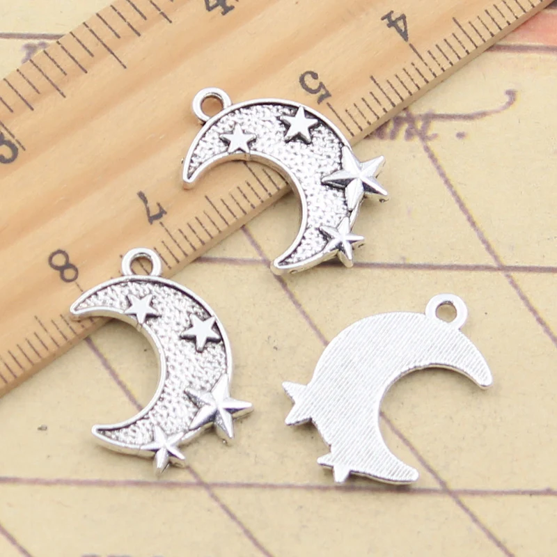 10pcs Charms Moon Star 22x16mm Tibetan Silver Color Pendants Antique Jewelry Making DIY Handmade Craft