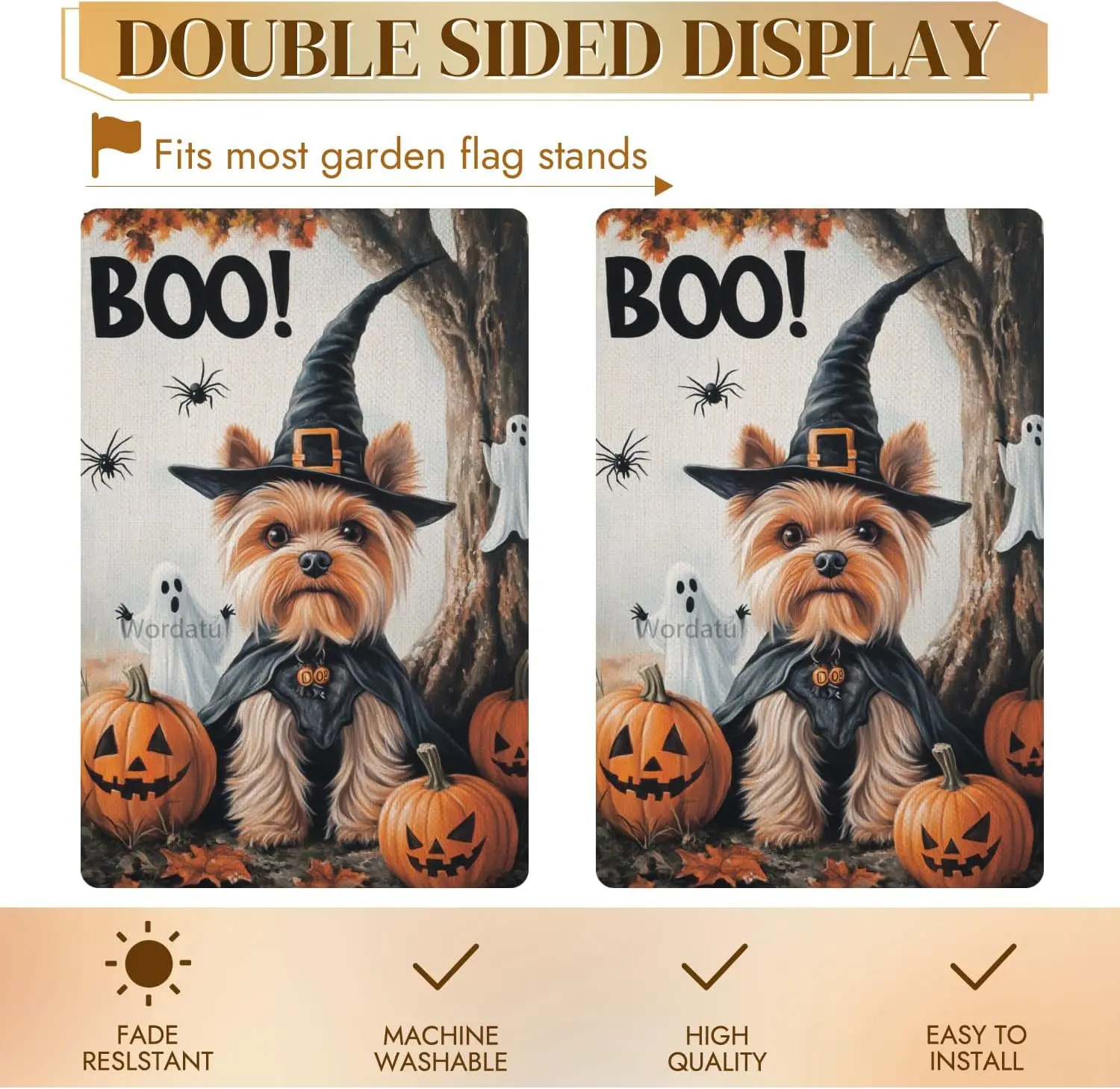 علم حديقة الهالوين بو يوركي 12 × 18 خيش مزدوج الجوانب شبح مخيف ريفي مزرعة ديكور هالوين القرع ساحة أعلام FFI