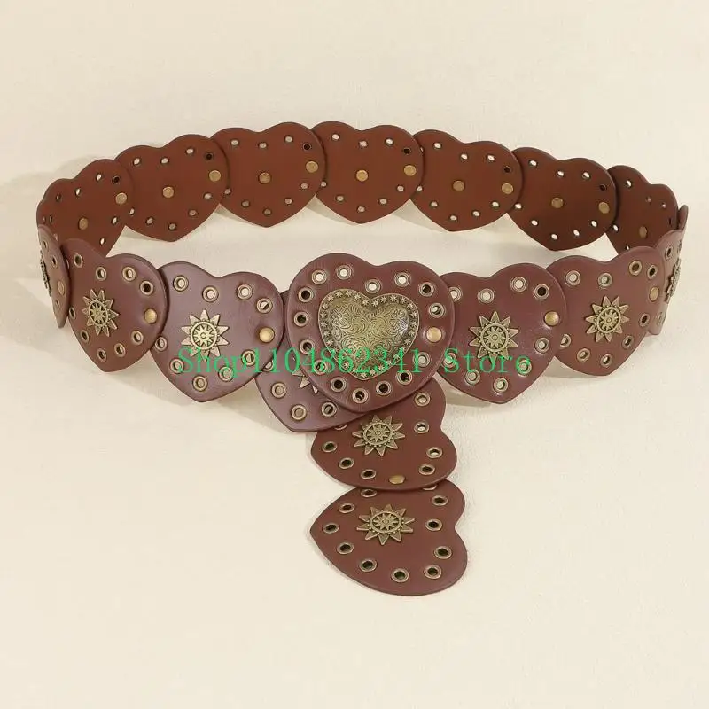 5ASD إبداع القلب الإبزيم حزام حزام قابل للتعديل بو الفتاة جينز تنورة معطف