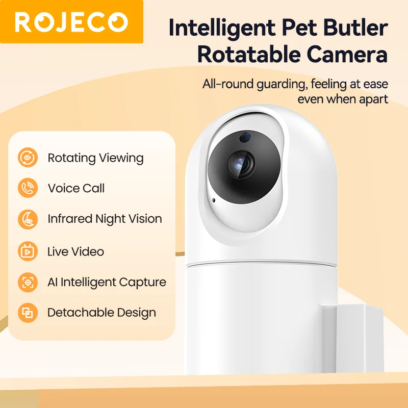 ROJECO 4L Automatic Cat Feeder With Camera Video Cat Food Dispenser WIFI Pet Smart Voice Calling Auto Feeder For Cats Dogs Pet