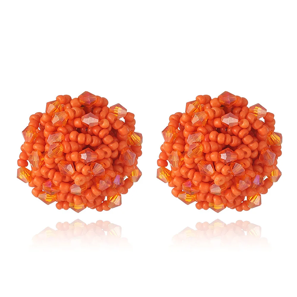 AENSOA 22mm Bohemia Crystal Seed Beads Round Stud Earrings for Women Multicolor Handmade Beaded Small Earrings Boho Jewelry 2023 image 4