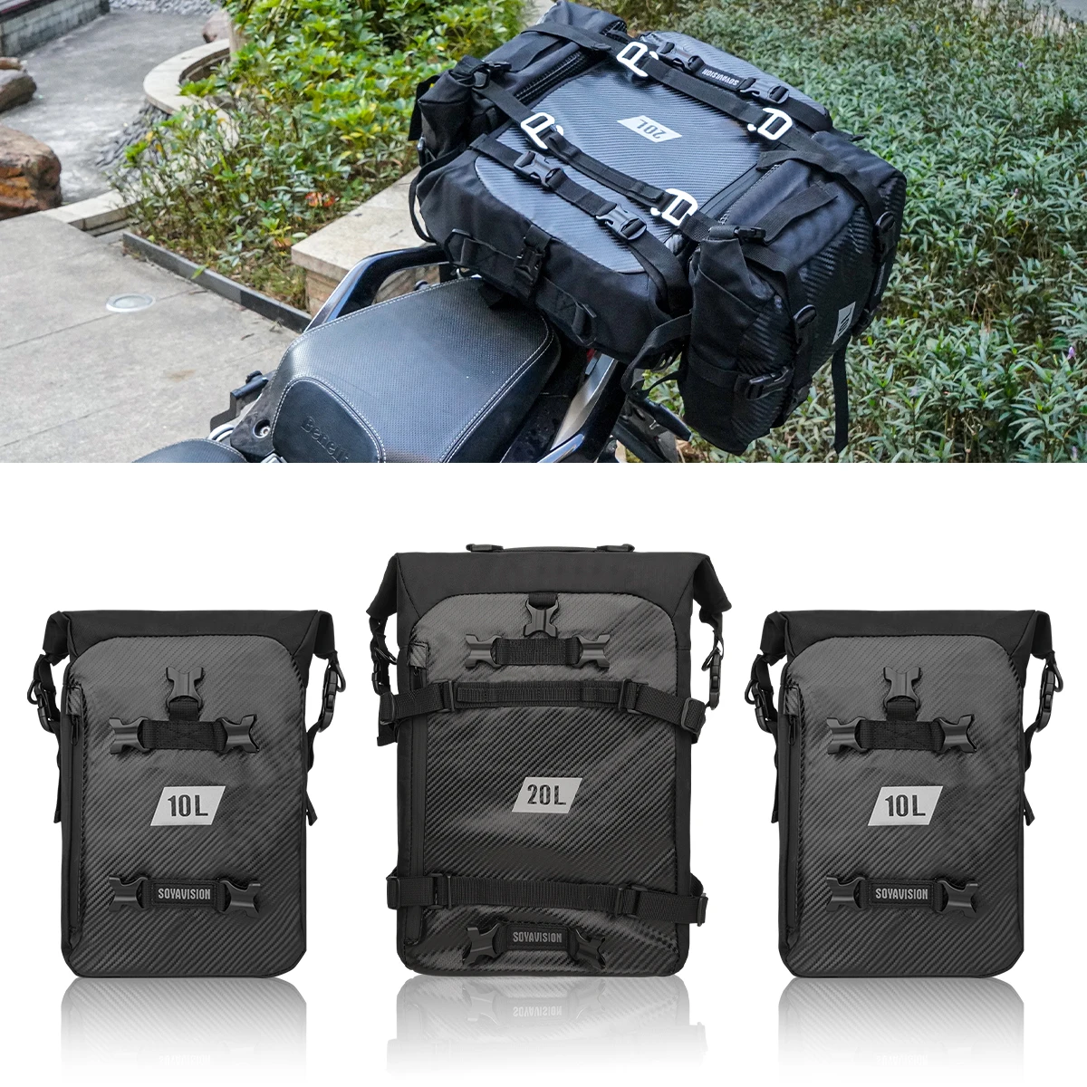 Motorcycle Top Box Bag Waterproof Cycling Backpack 10L 20L 30L Multifunctional Saddle Side Luggage Bag Cycling Backpack