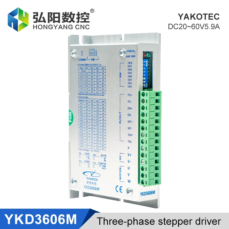 

Драйвер двигателя YKD3606M YAKOTEC DC20 ~ 60 В, 5,9 А, контроллер шагового двигателя можно использовать в высокоточном оборудовании для обработки.