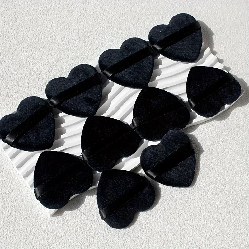 ハートベルベットパフ 10 個 リボンハンドル付き - 低刺激性の両用メイクアップスポンジ 顔と体用 |   環境に優しい美容ツール