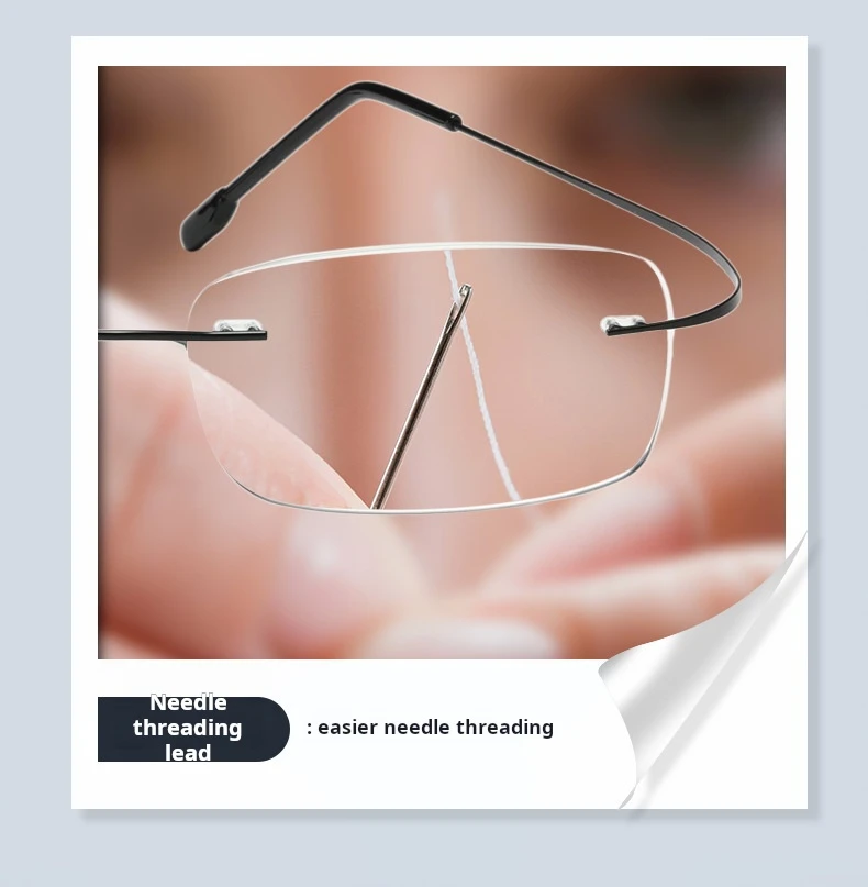 Neue Titan-Lesebrille für Männer und Frauen Klassische Rahmenlose Gleitsichtbrille Ultraleichte Anti-Blaulicht Weitsichtbrille – Detail 8