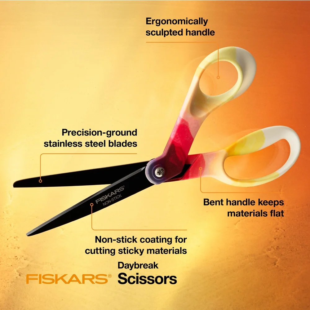 8 Inch Non-Stick Scissors High-Grade Stainless Steel Blades Ergonomic Handle Crafting Projects Everyday Use