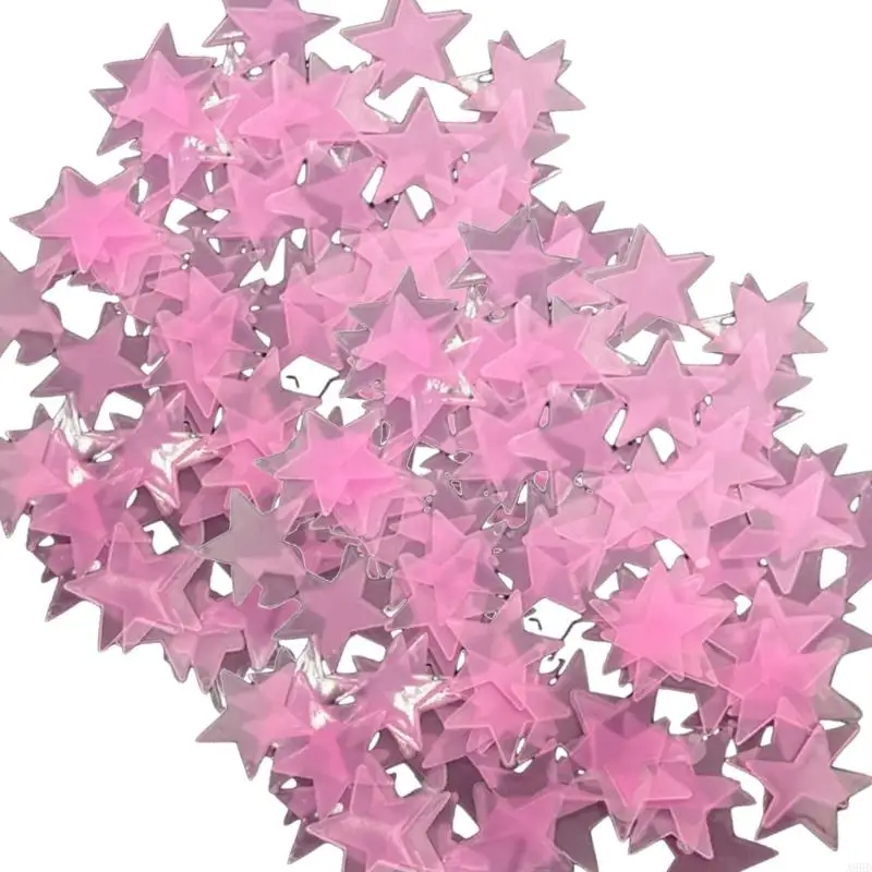 A6HD 100pcs 3 см. Флуоресцентное свечение в темной 3D -звездной наклейке для декора для детской спальни декорации