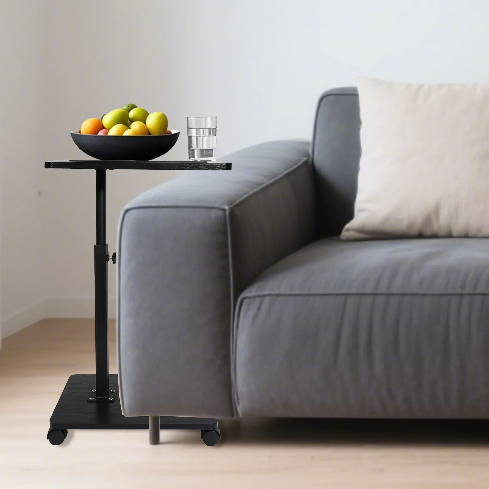 طاولة نهاية مع عجلات دوارة 360 درجة ارتفاع قابل للتعديل الأريكة طاولة جانبية أريكة الذراع صينية التلفزيون صينية لغرفة النوم غرفة المعيشة #5