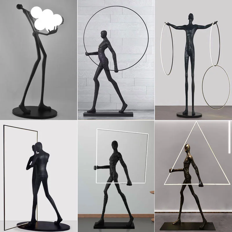 Nordic modern creative human sculpture design resin light-emitting diode floor lamp model ROM lobby exhibition hall decoration