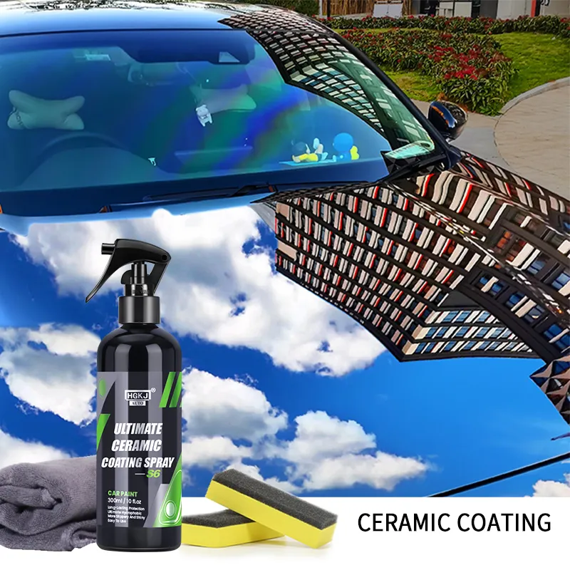 자동차 페인트용 세라믹 코팅 HGKJ S6 크리스탈 왁스 스프레이, 나노 소수성 액체 폴리머, 혐유성 방수, 자동차 관리
