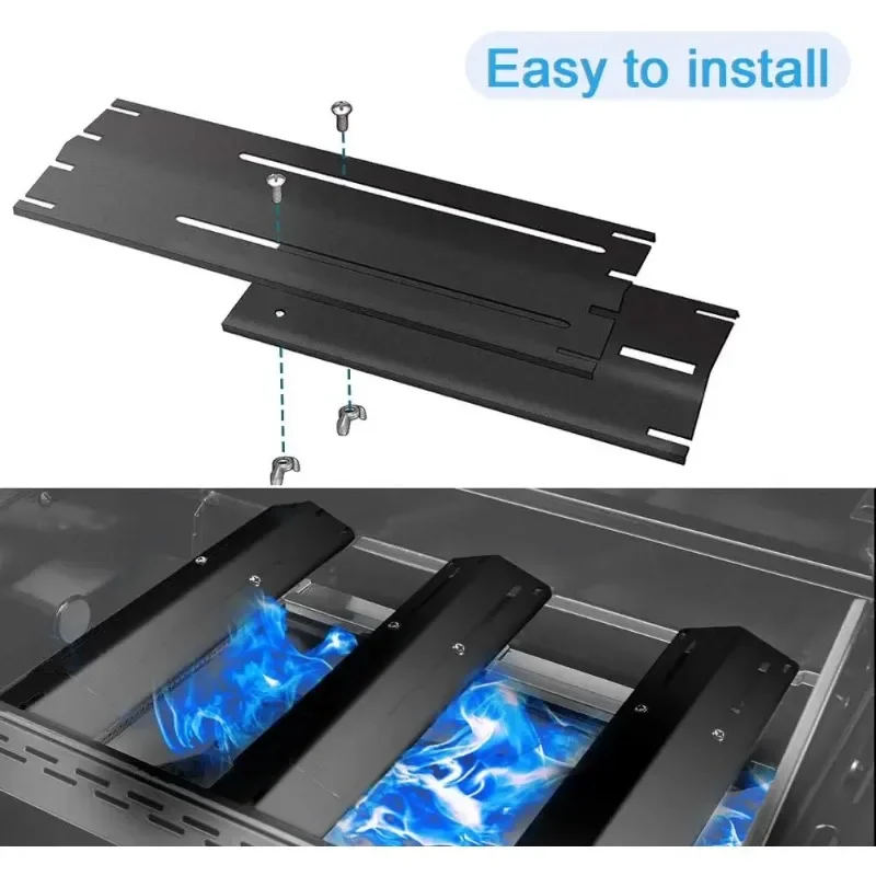 1-4Set Adjustable Porcelain Steel Grill Heat Plate Shield Replacement Heat Tent Flavorizer Bar Burner Cover  Flame Tamer for BBQ