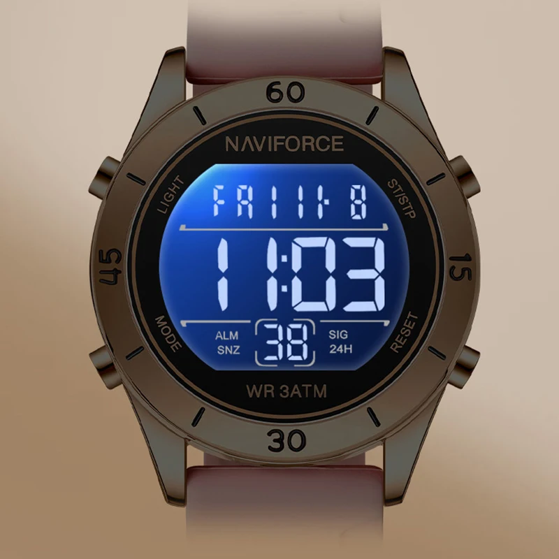 NAVIFORCE Original Fashionable Ladies Digital Wristwatch Silicone Strap 3ATM Waterproof Watches Luxury Women Female Gifts Clock