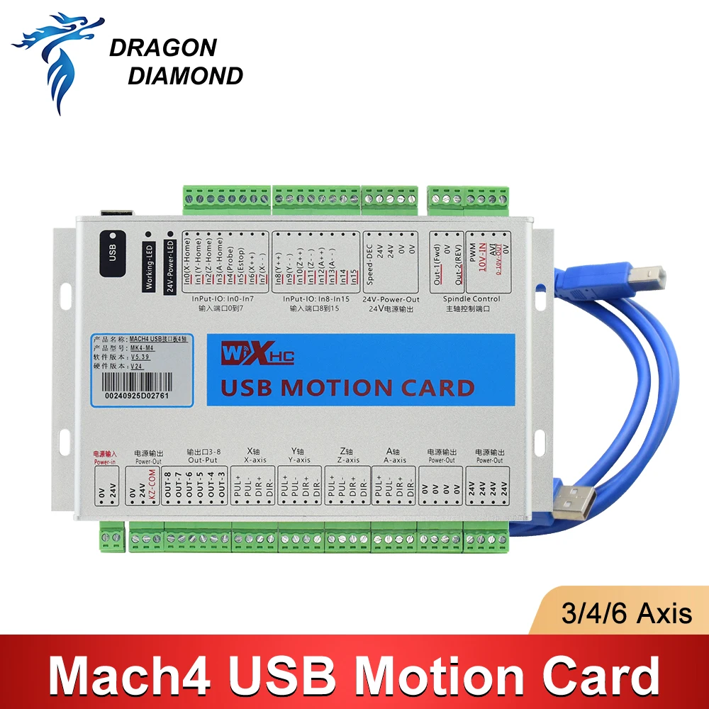 XHC Mach4 USB Breakout Board 3 4 6 Achsen USB Motion Control Karte 2000 KHz Für Windows 7 10 für CNC Enrgaver Drehmaschine