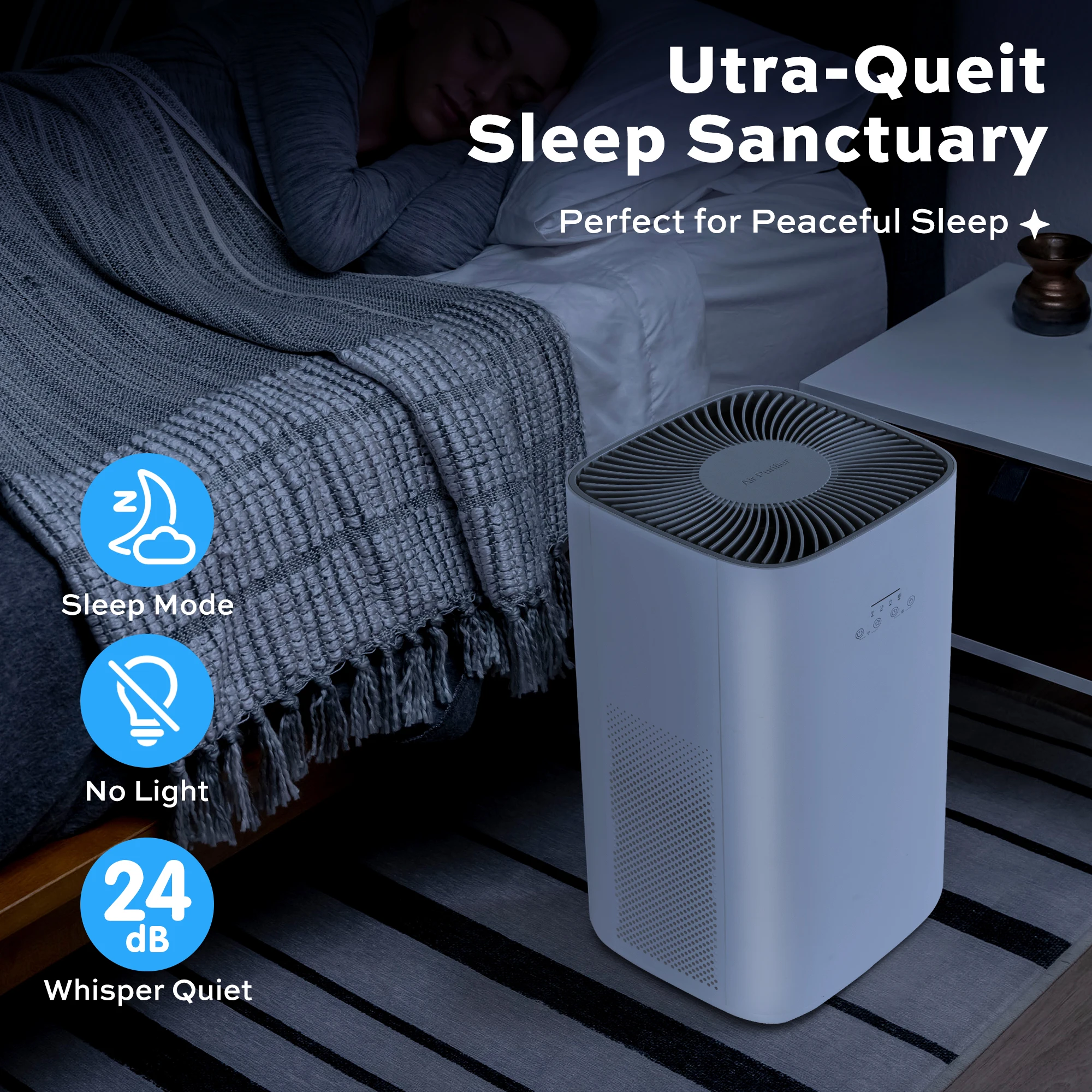 เครื่องฟอกอากาศเดลี่สำหรับห้องขนาดใหญ่ 1800 ตร.ฟุต, ไส้กรอง HEPA สำหรับขนสัตว์เลี้ยง, ควัน, ฝุ่น และกลิ่น