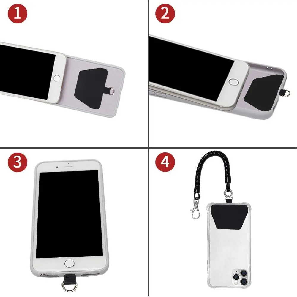 حبل هاتف عالمي قابل للتمدد مع رقعة - مضاد للسقوط لهاتف iPhone/Samsung/Pixel، مثالي للتزلج/المشي لمسافات طويلة/ركوب الدراجات