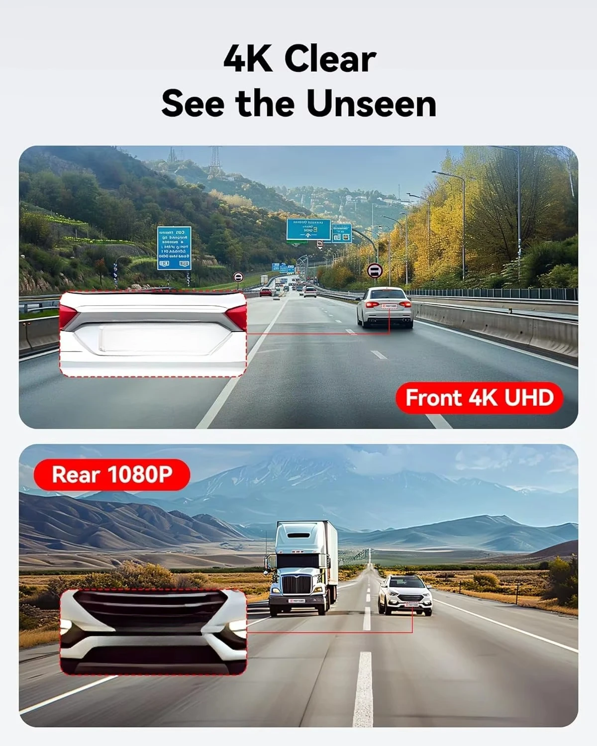 4K Dash Cam Front and Back 4K+1080P Dual Lens Camera Car Dvr Dash Board Dash Cam Front and Rear 4K