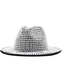 Glitter Mirror Disco fedoras Hat Stunning Disco jazz Hats for DJ Glitter Sequins cowboy Hat for Club Stage Bar Party Dance