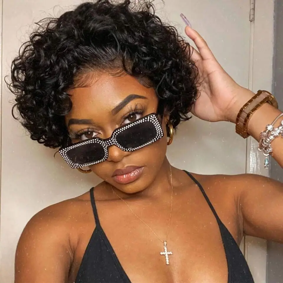 Pixie Cut Wigs 13x2 Lace Frontal Wigs Human Hair Short Kinky Curly Bob Human Hair Wigs For Women Lace Front Human Hair Wigs