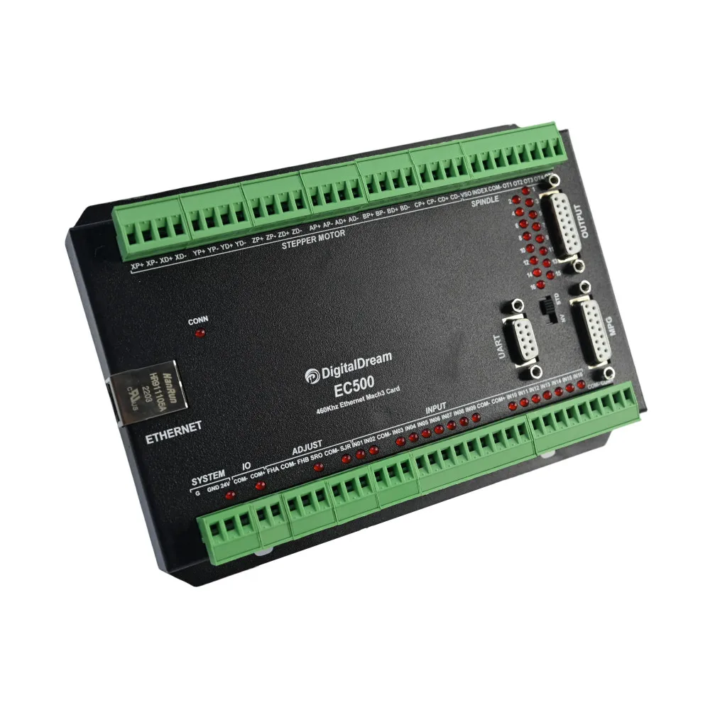 

EC500 Ethernet 4 Axis Mach3 CNC Motion Control Card Breakout Board 460 KHz 24V DC Support MPG & Stepper/Servo Driver