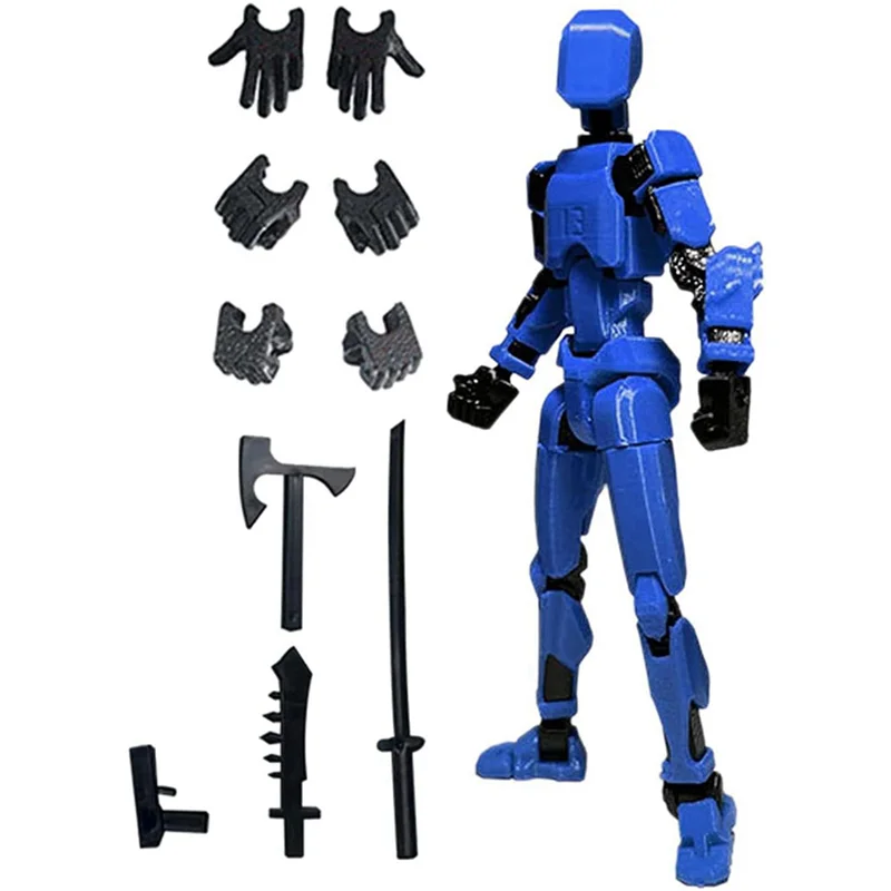 BEDW-2X Robotactiefiguur, 3D-geprint met volledige articulatie voor Stop Motion-animatie Blauw