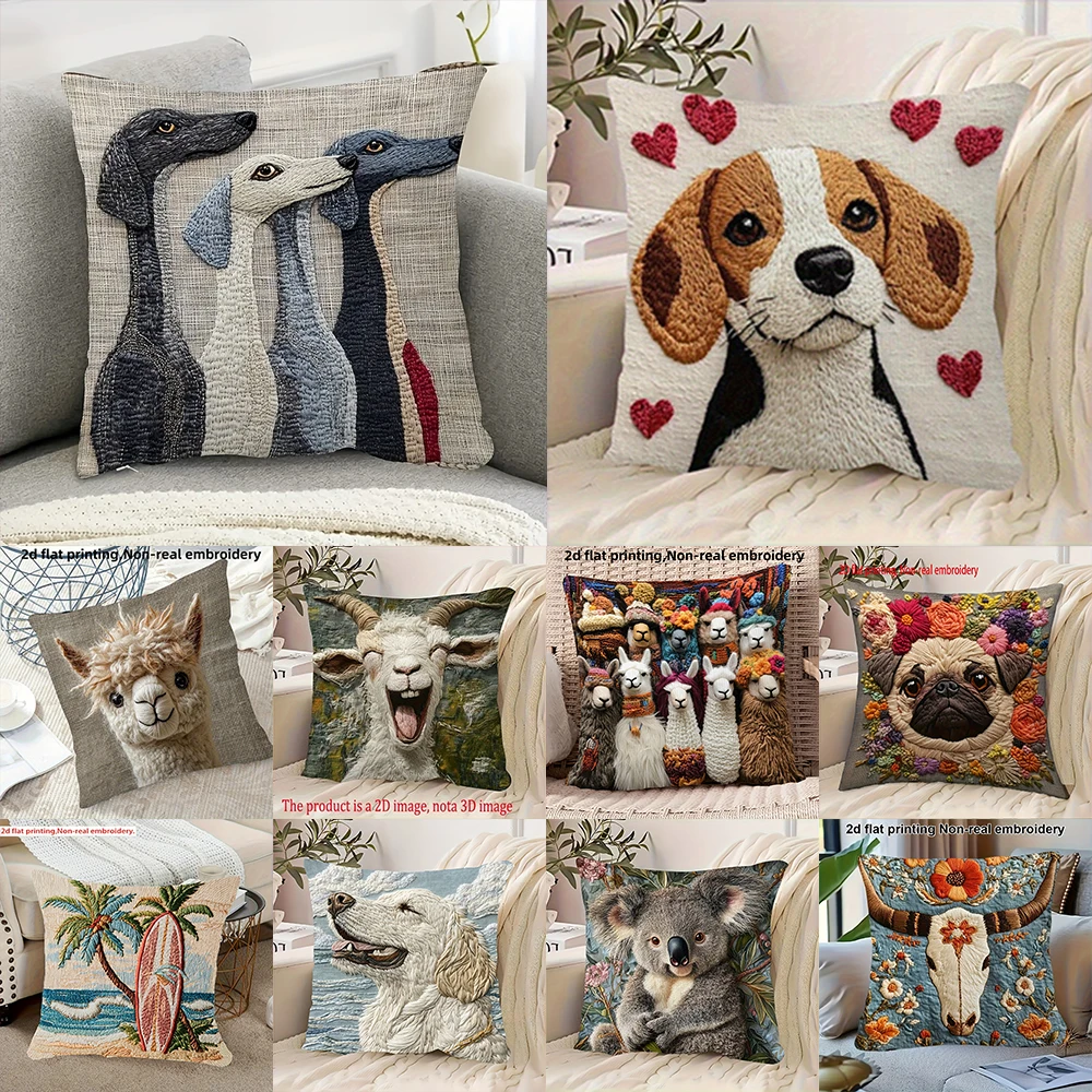 Adorable Animal-Printed 2D Flat-Printed Pillowcases for Cozy Home Decor Sofa seat mattress cover,home decoration