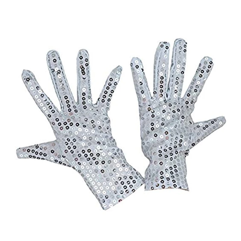 Fashion Stage Performance Silver Red Sexy Shining Sequins Gloves Gothic Party Club Handwear Belly Iatin Dancing Disco Costume