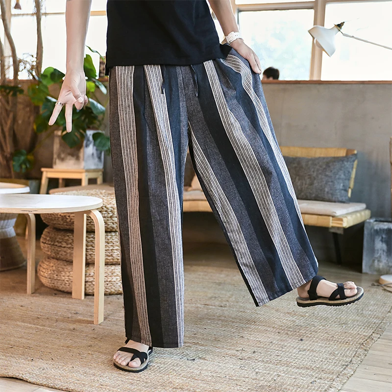 Men's Wide-leg Pants Harajuku Loose Fashion Elastic Waist Baggy Men Harem Trousers Casual Vintage Sweatpants New Streetwear