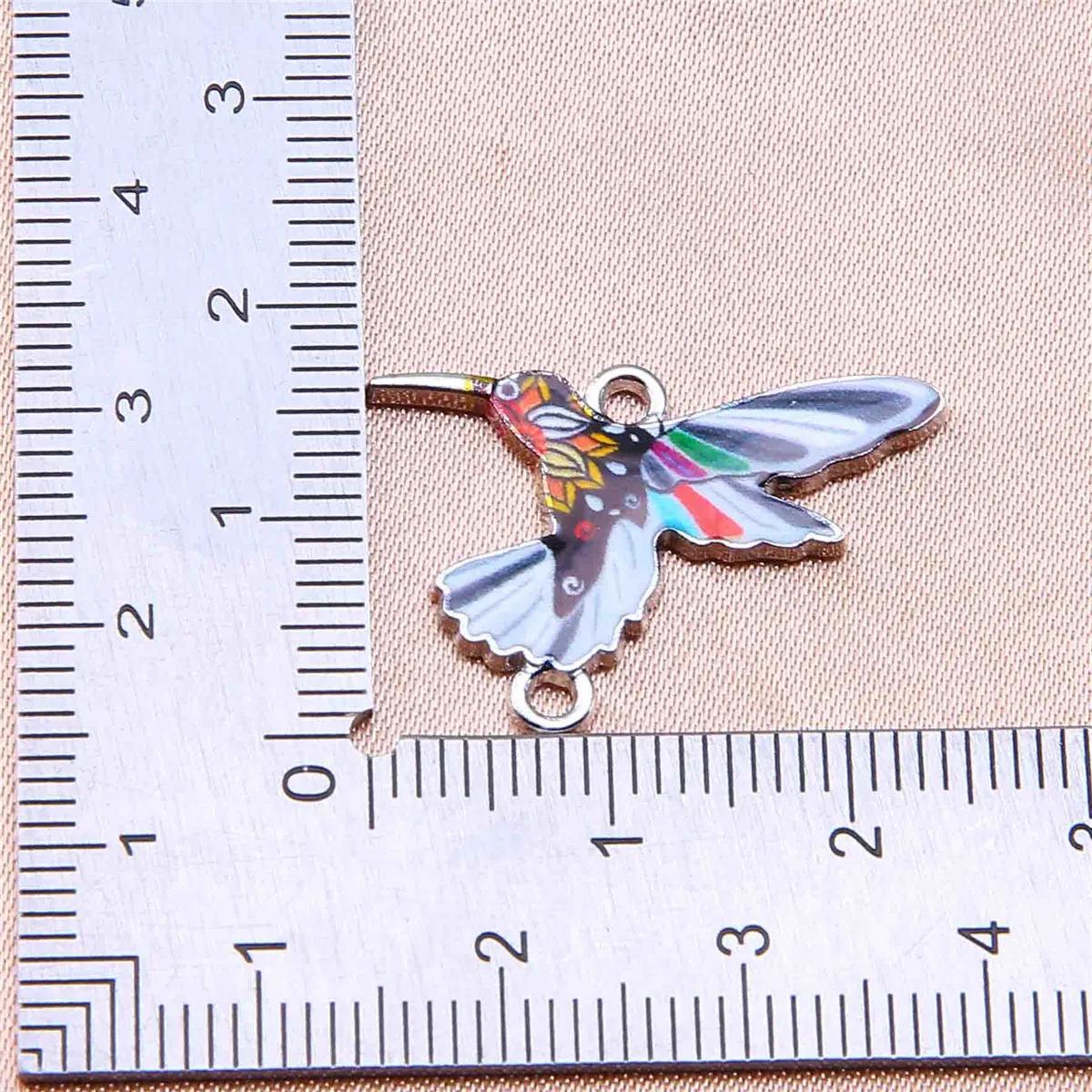10pcs Painted Colorful Pigeon Little Hummingbird Double Hanging Connector Pendant DIY Oil Drop Making Bracelet Accessories